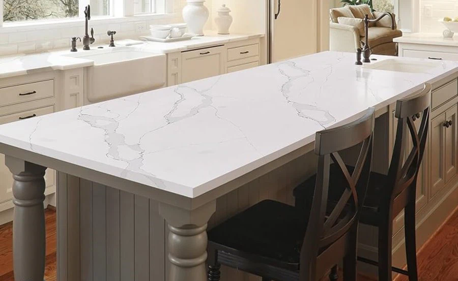 Calacatta White Quartz Kitchen Countertop