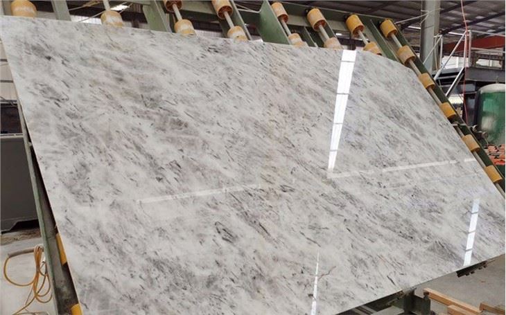 White Marble Lotus Slab Polishing