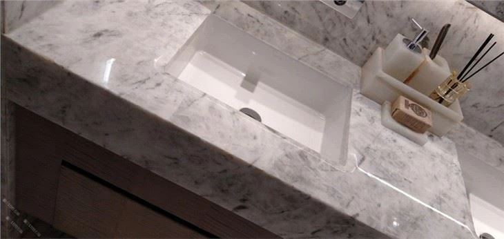 White Marble Lotus Bath Vanity